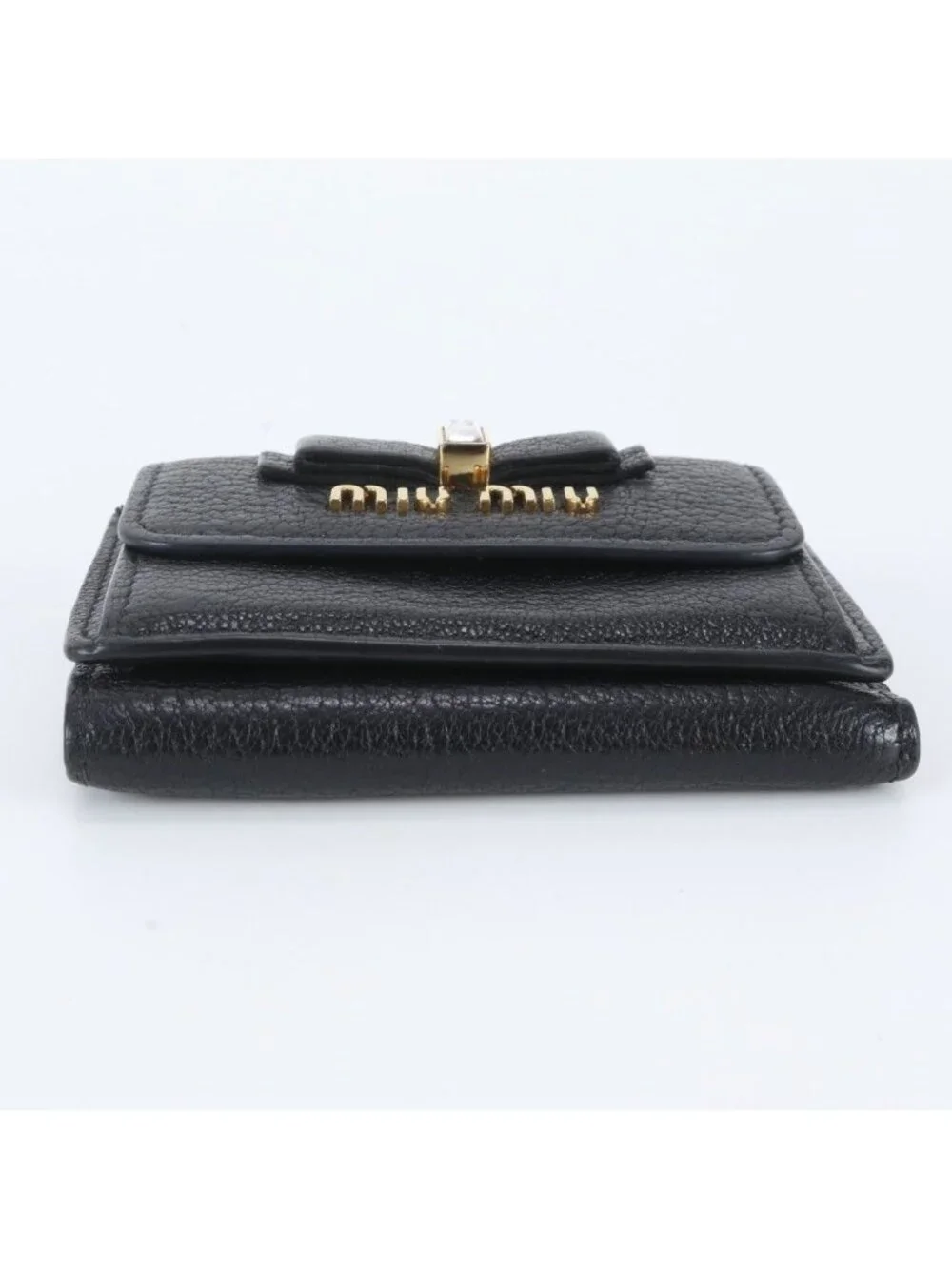 Miu Miu Included Leather Trifold Wallet Black
